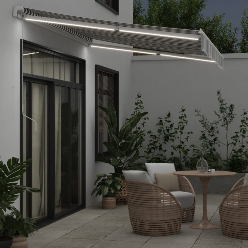 Ręcznie zwijana markiza z LED, antracytowo-biała, 350x250 cm