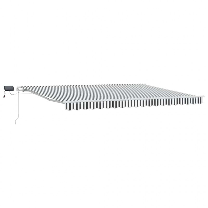 Ręcznie zwijana markiza z LED, antracytowo-biała, 450x300 cm