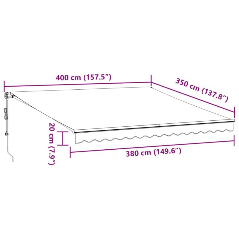 Automatyczna markiza z LED, antracytowo-biała, 400x350 cm