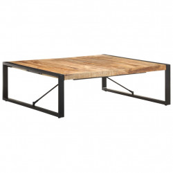 Stolik kawowy, 120 x 120 x 40 cm, surowe drewno mango