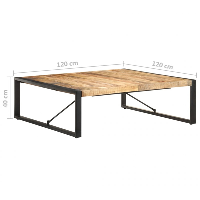 Stolik kawowy, 120 x 120 x 40 cm, surowe drewno mango
