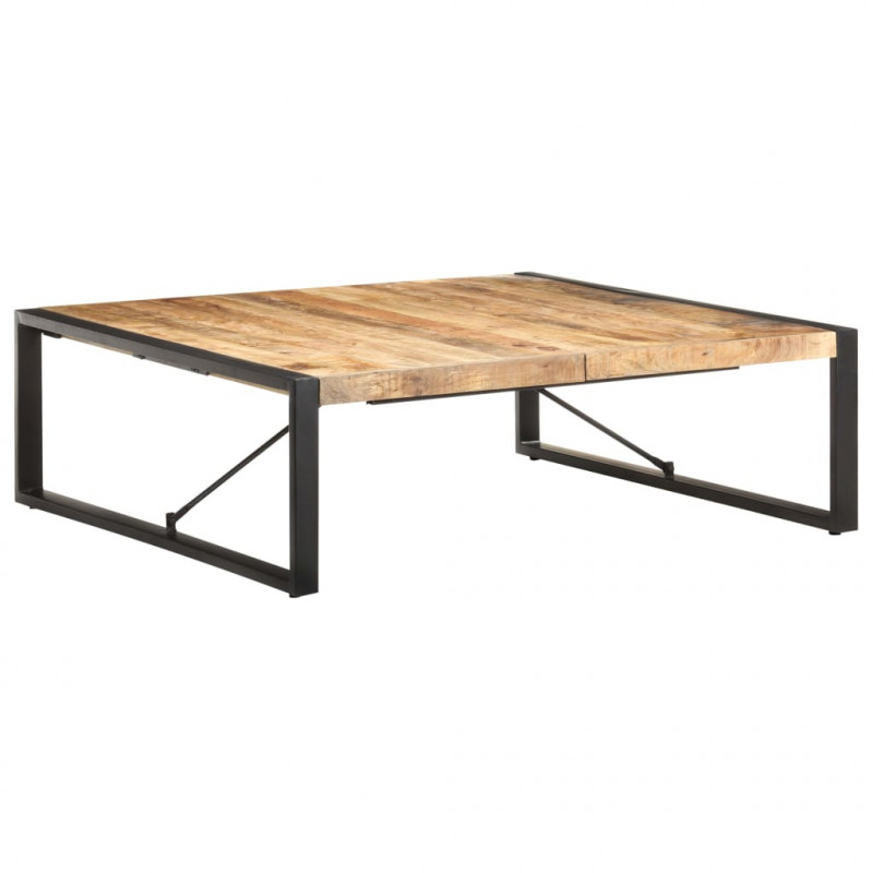 Stolik kawowy, 120 x 120 x 40 cm, surowe drewno mango