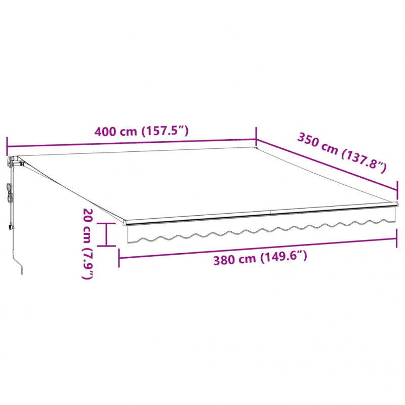 Automatyczna markiza z LED, antracytowo-biała, 400x350 cm