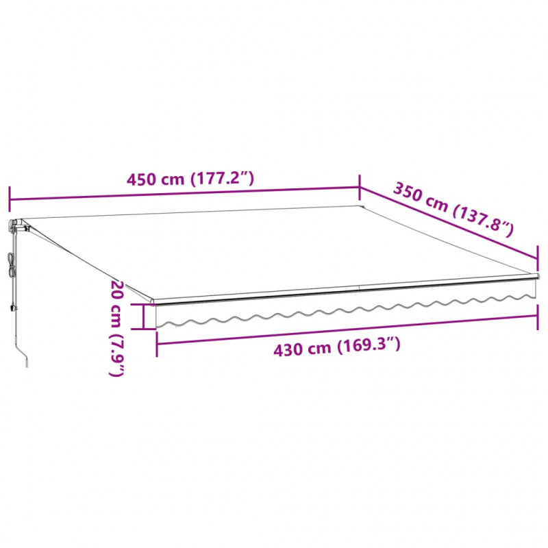 Automatyczna markiza z LED, antracytowo-biała, 450x350 cm