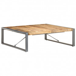 Stolik kawowy, 120 x 120 x 40 cm, surowe drewno mango