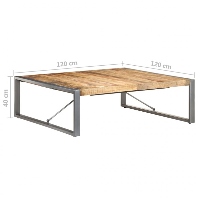 Stolik kawowy, 120 x 120 x 40 cm, surowe drewno mango