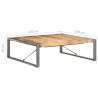 Stolik kawowy, 120 x 120 x 40 cm, surowe drewno mango