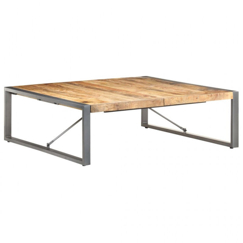 Stolik kawowy, 120 x 120 x 40 cm, surowe drewno mango