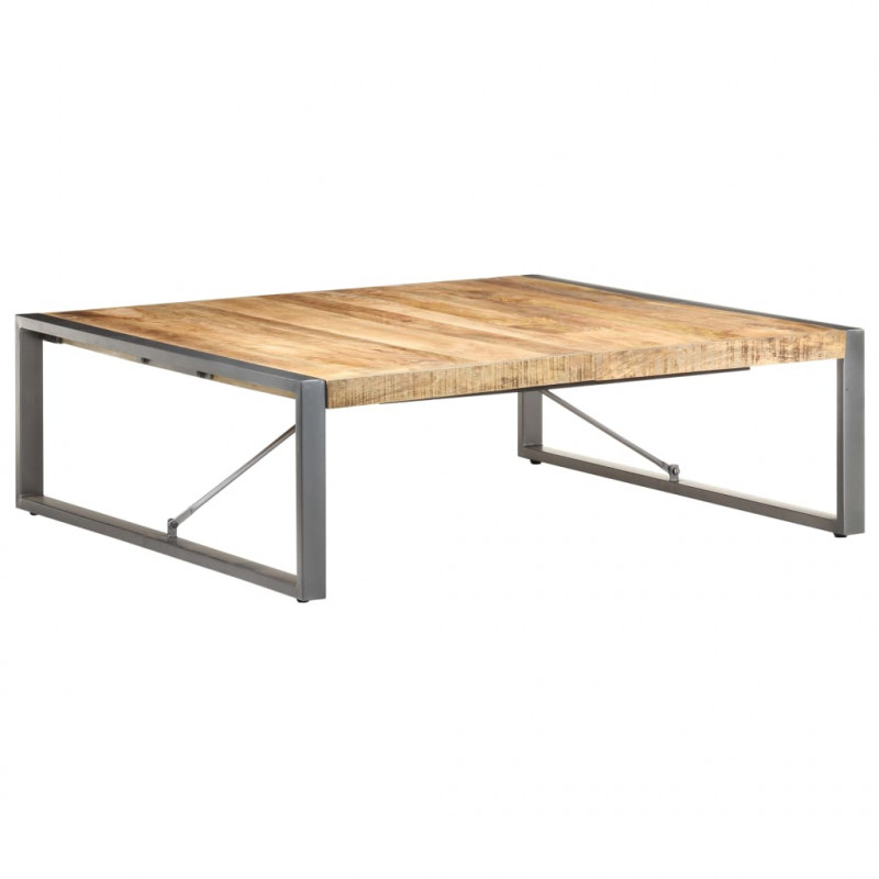 Stolik kawowy, 120 x 120 x 40 cm, surowe drewno mango