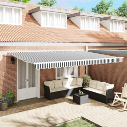 Ręcznie zwijana markiza, antracytowo-biała, 500x300 cm