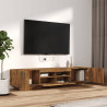 Zestaw 2 szafek TV z oświetleniem LED, przydymiony dąb