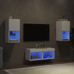 4-cz. zestaw mebli TV z oświetleniem LED, biały