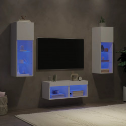 4-cz. zestaw mebli TV z oświetleniem LED, biały