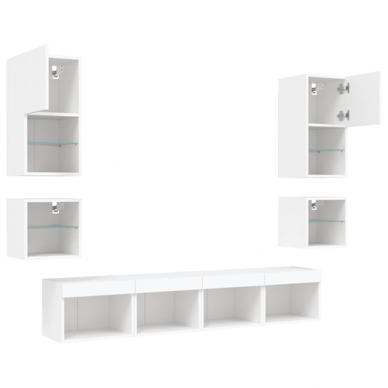 8-częściowy zestaw mebli TV z LED, biały