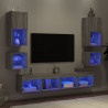 8-częściowy zestaw mebli TV z LED, szary dąb sonoma