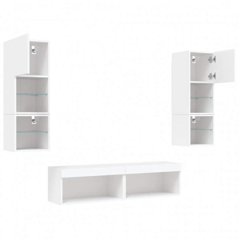 6-częściowy zestaw mebli TV z LED, biały