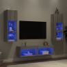 6-częściowy zestaw mebli TV z LED, szary dąb sonoma