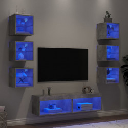 8-częściowy zestaw mebli TV z LED, szarość betonu