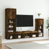 4-częściowy zestaw mebli TV z LED, przydymiony dąb