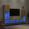 4-częściowy zestaw mebli TV z LED, dąb sonoma