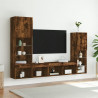 4-częściowy zestaw mebli TV z LED, przydymiony dąb