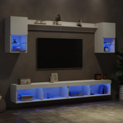 6-częściowy zestaw mebli TV z LED, biały