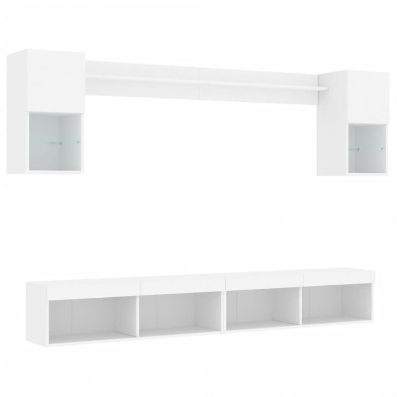 6-częściowy zestaw mebli TV z LED, biały
