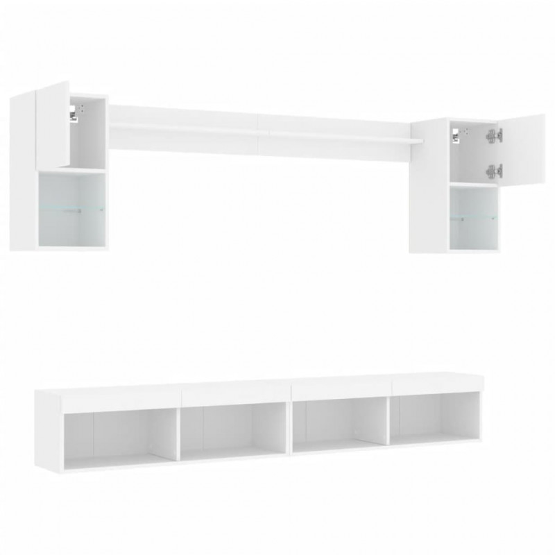 6-częściowy zestaw mebli TV z LED, biały
