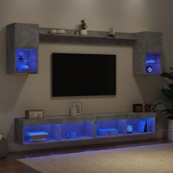 6-częściowy zestaw mebli TV z LED, szarość betonu