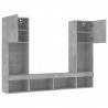 5-częściowy zestaw mebli TV z LED, szarość betonu