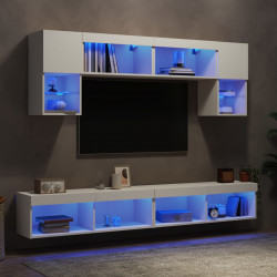 6-częściowy zestaw mebli TV z LED, biały