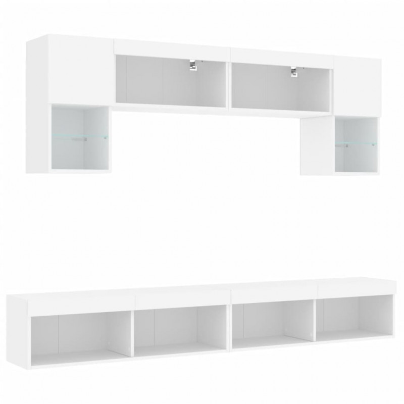 6-częściowy zestaw mebli TV z LED, biały