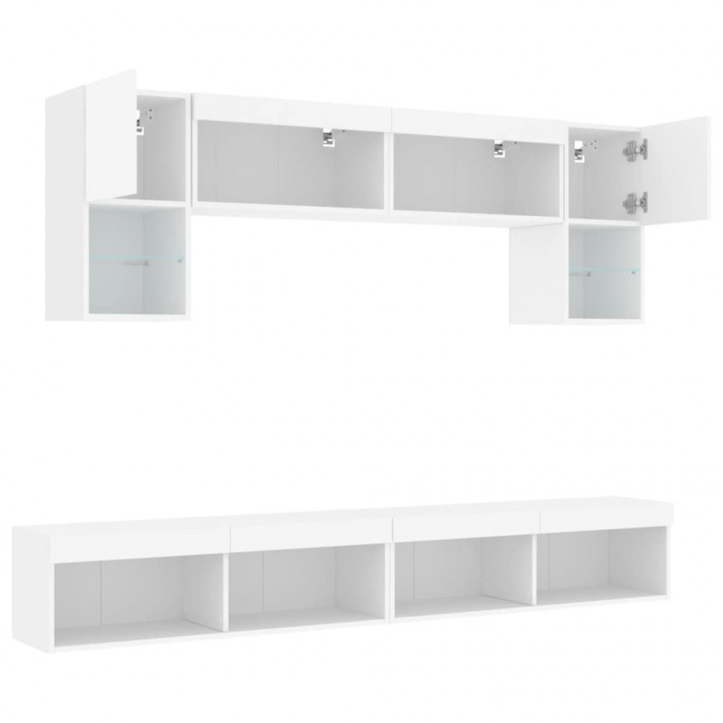 6-częściowy zestaw mebli TV z LED, biały
