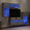 5-częściowy zestaw mebli TV z LED, szarość betonu