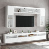 8-cz. zestaw ściennych szafek TV z oświetleniem LED, biały