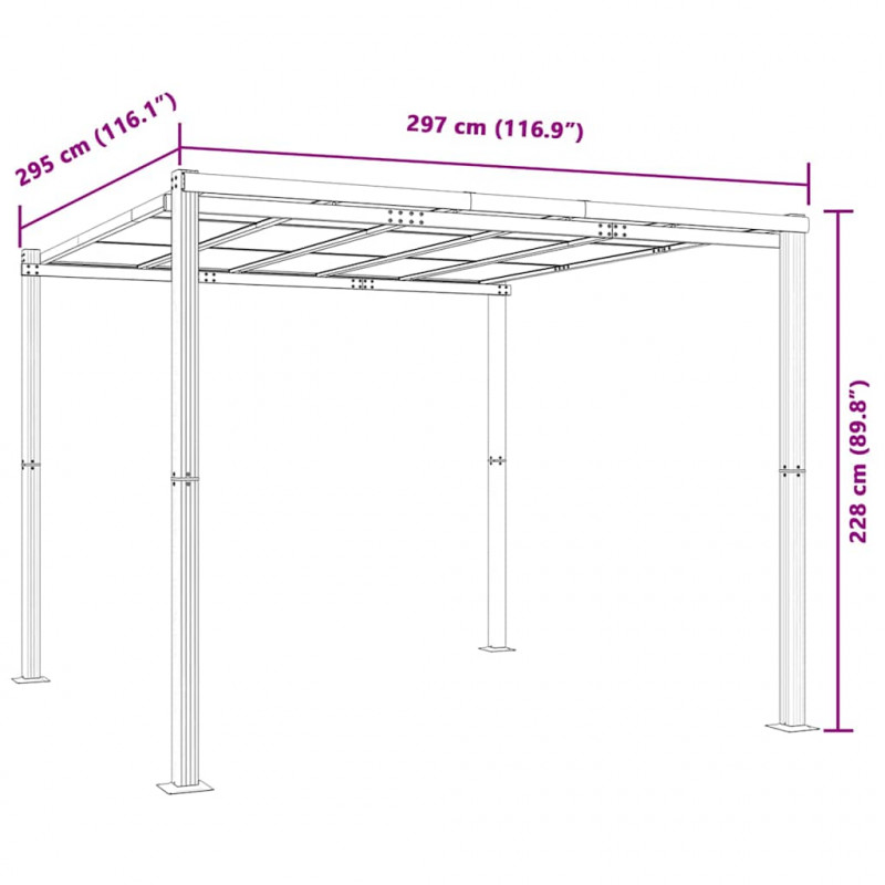 Altana ogrodowa antracytowa 3x3 m aluminiowa