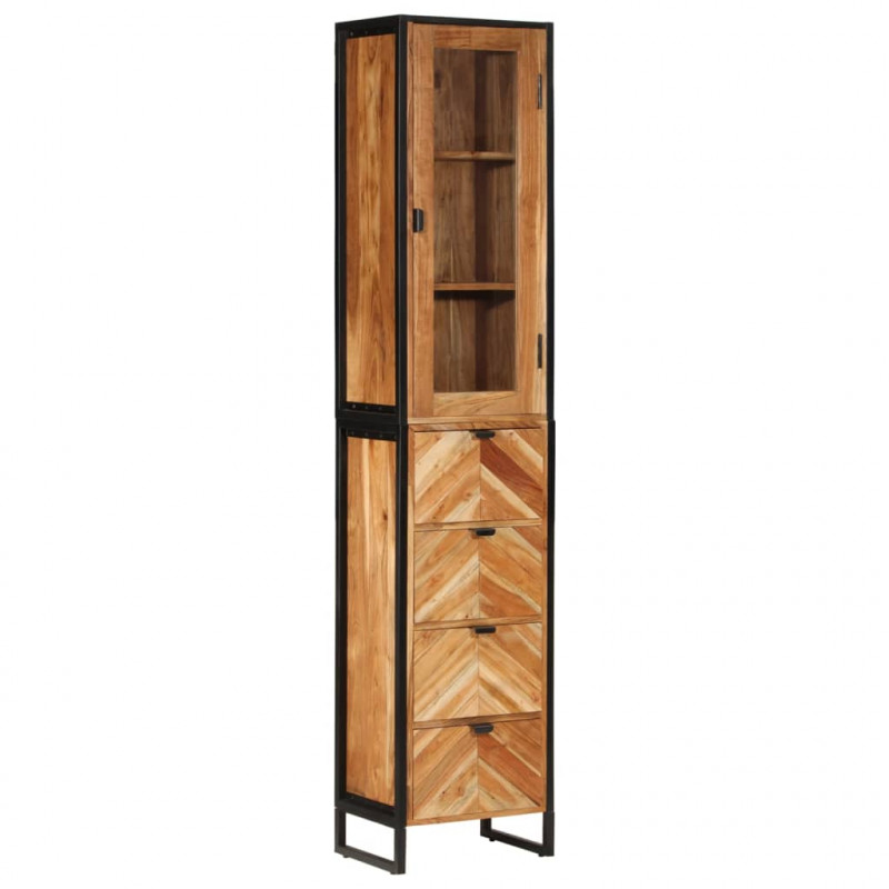 Szafka łazienkowa, 40x27x190 cm, żelazo i lite drewno akacjowe