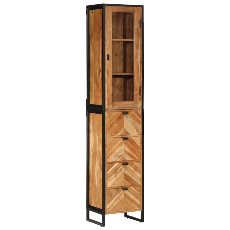 Szafka łazienkowa, 40x27x190 cm, żelazo i lite drewno akacjowe