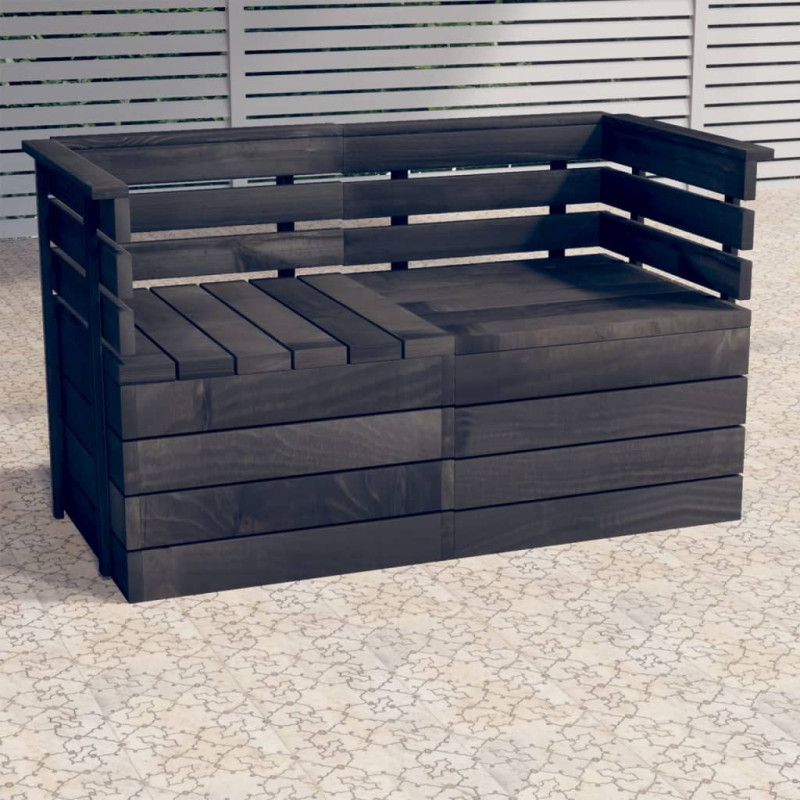 Ogrodowa sofa 2-osobowa z palet, ciemnoszara, drewno sosnowe