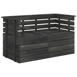 Ogrodowa sofa 2-osobowa z palet, ciemnoszara, drewno sosnowe