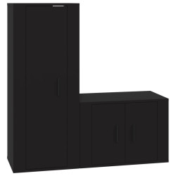 Zestaw 2 szafek TV, czarny, materiał drewnopochodny