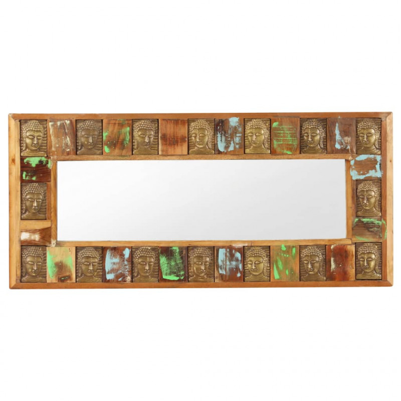 Lustro z wizerunkiem Buddy, 110x50 cm, lite drewno z odzysku