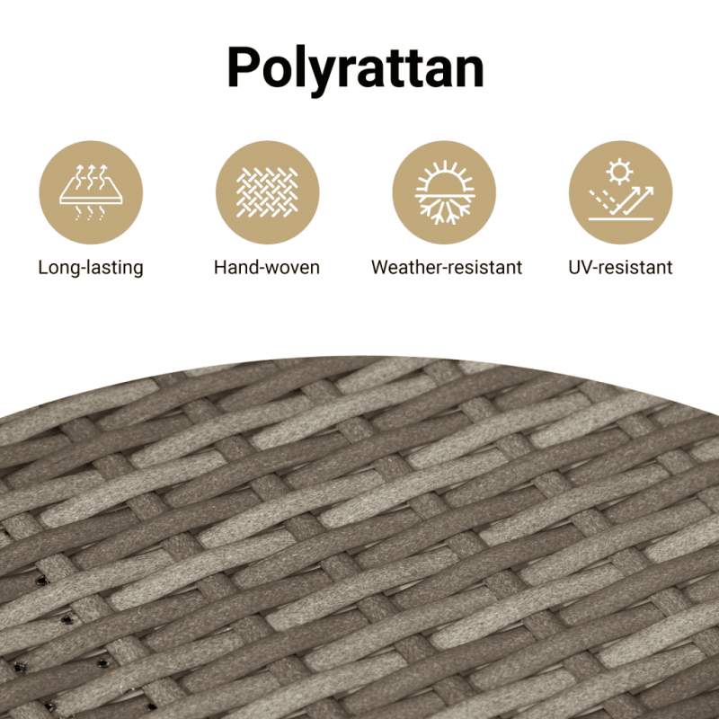 11-cz. zestaw mebli ogrodowych z poduszkami, szary rattan PE