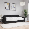 Sofa z materacem do spania, czarna, 90x200 cm, aksamit