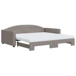 Sofa rozsuwana z materacami, kolor taupe, 100x200 cm, tkanina