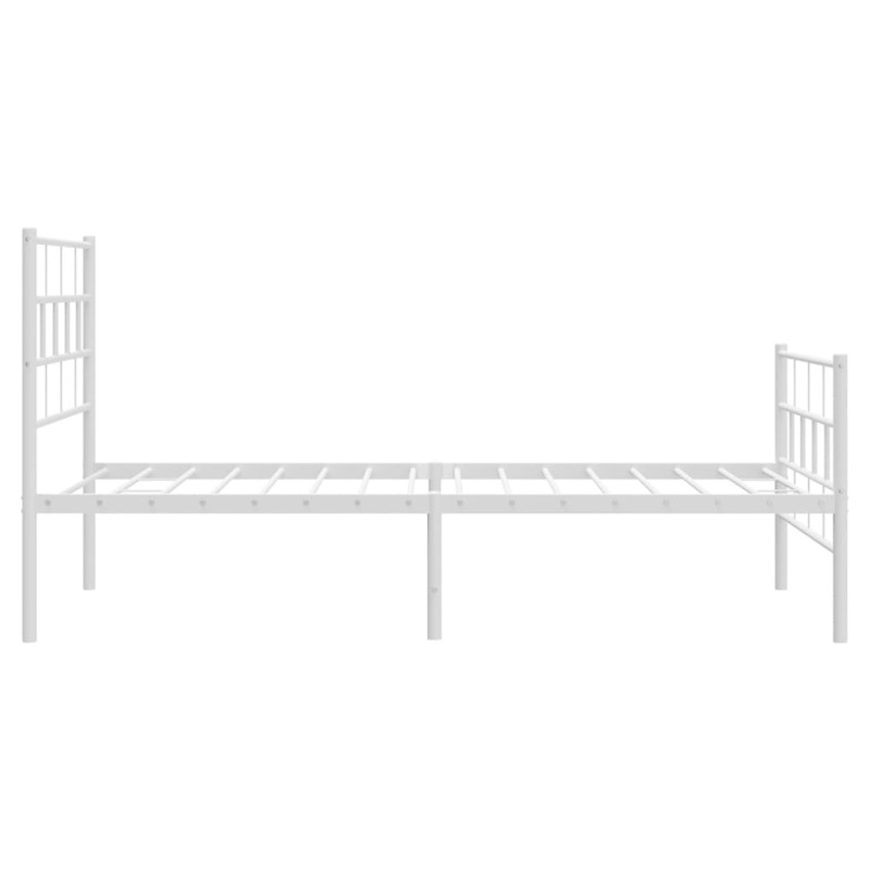 Metalowa rama łóżka z wezgłowiem i zanóżkiem, biała, 75x190 cm
