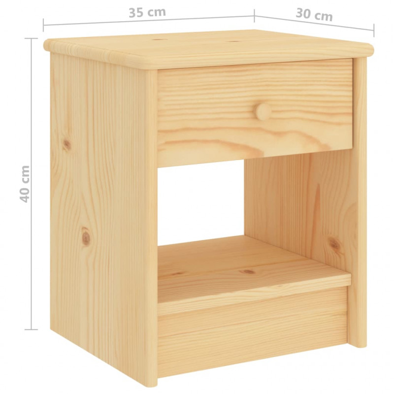 Szafka nocna, naturalne drewno, 35x30x40 cm, drewno sosnowe