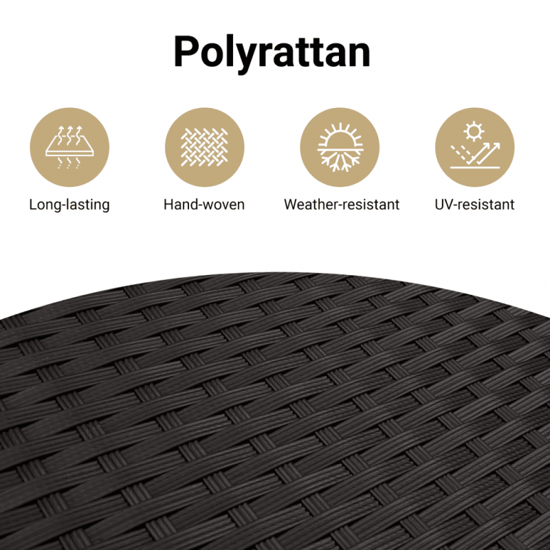 4-cz. zestaw wypoczynkowy do ogrodu, poduszki, czarny rattan PE