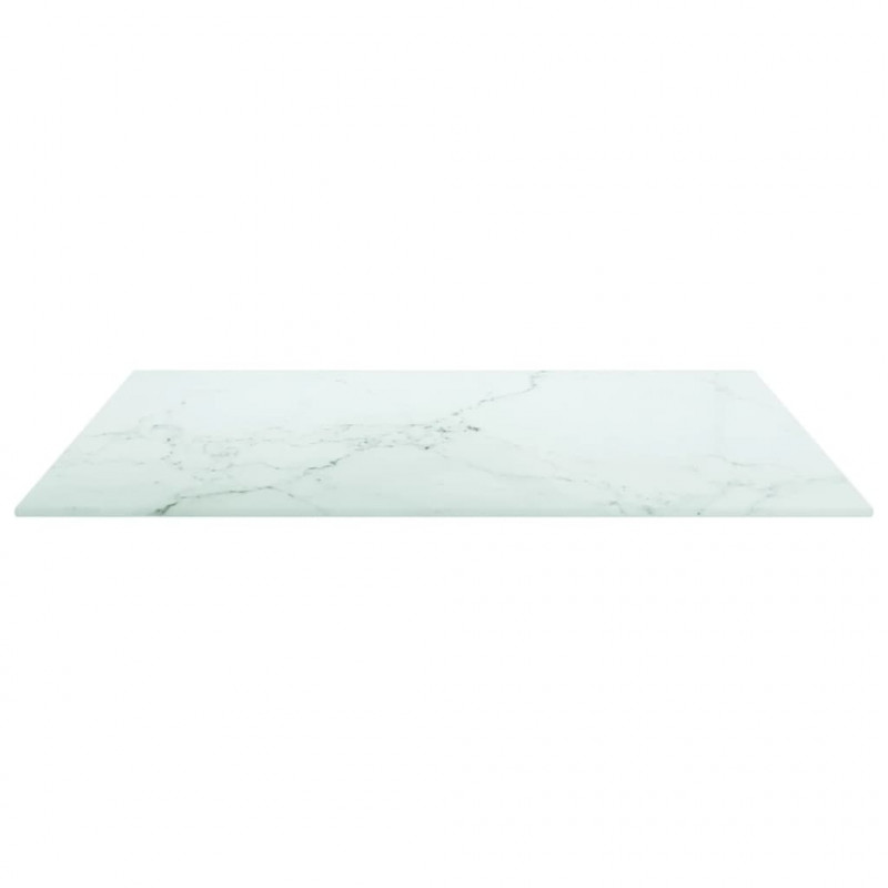Blat stołu, biały, 60x60 cm, 6 mm, szkło ze wzorem marmuru