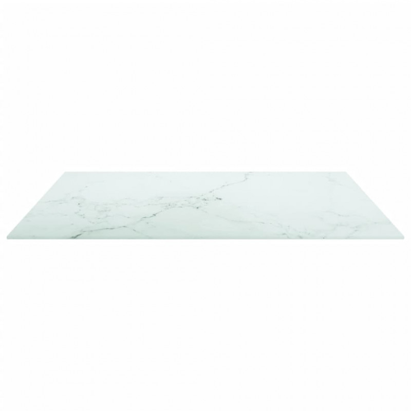 Blat stołu, biały, 80x80 cm, 6 mm, szkło ze wzorem marmuru